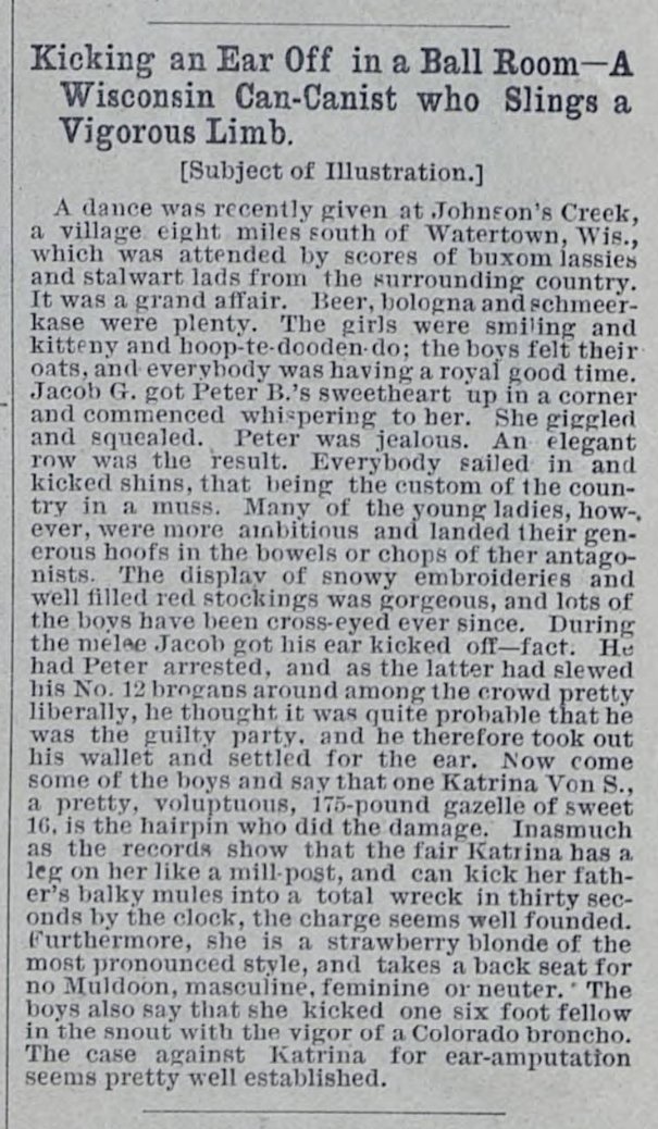 To be honest, the accompanying article raises more questions than it answers. Katrina Von S was a lethal weapon!