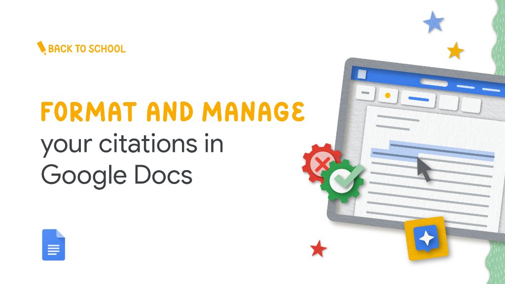 Coming soon to #GSuiteEdu: format and manage your citations right within <a href="/googledocs/">Google Docs</a>. Learn how this feature will allow you to add relevant details for a source and insert a formatted bibliography with just one click: goo.gle/30WcmQx. #BackToSchool
