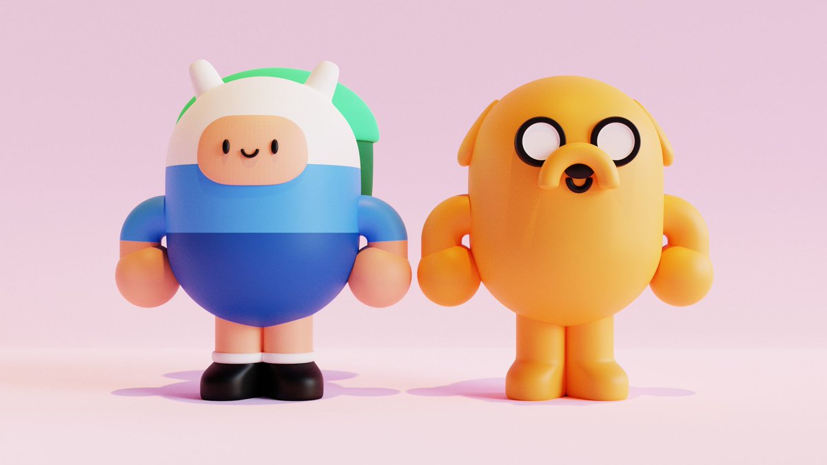 I really like this minimalist style I did for this render, they look like lil beans!

#b3d #Blender3d #AdventureTime