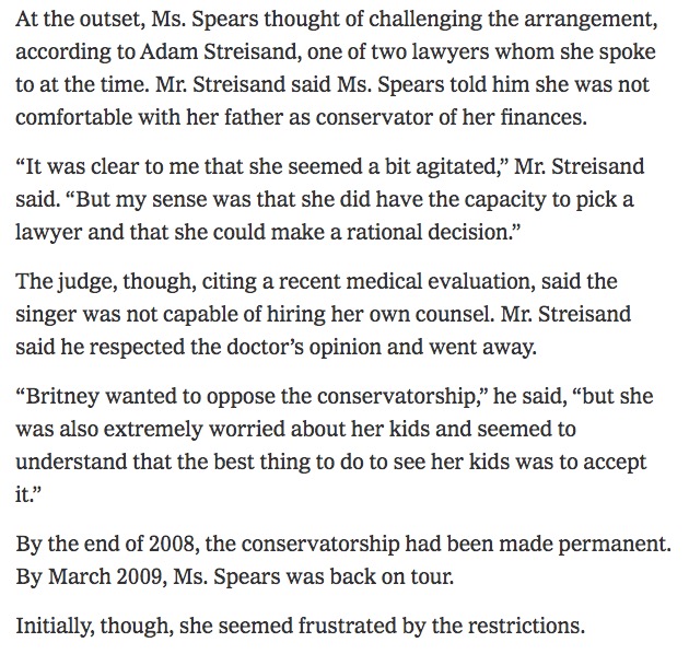 And when Britney eventually hired a lawyer because she did not want her father in control of her finances, the court said she did not have the capacity to hire her own attorney and ejected him from the courtroom. FREE BRITNEY