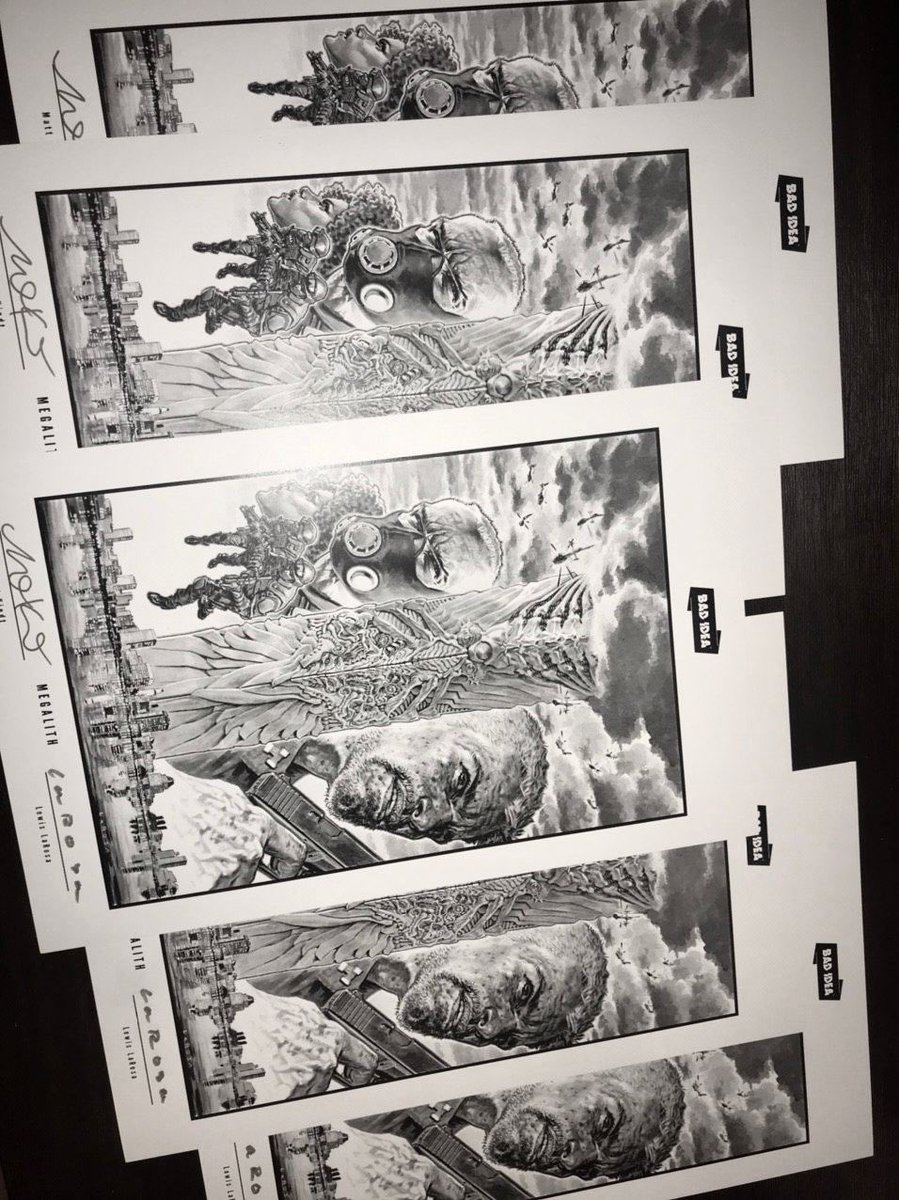 badideahello's tweet photo. This Weekend’s Button Approved BAD IDEA Giveaway is...MEGALITH #1 LITHOGRAPHIC ART PRINTS SIGNED BY @lewislarosa AND @mattkindt!

Five Lucky Fans Will Gain The Button’s Favor And Claim This Prize. Entering Is Simple:

1. RT This Tweet
2. Follow BAD IDEA
3. #ClickIt

Good Luck. https://t.co/hRy5cEZlKJ