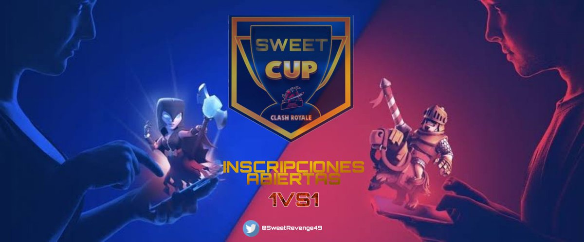 Sweet Cup🏆 1ra Edición 🔥⚔️
#ClashRoyale #CR
⬇️| Requisitos:
🎯| Seguir a:
🎯l <a href="/SweetRevenge49/">Sweet Revenge</a>
🎯l @SirKhalifa_
🎯l <a href="/Alexus_Cr01/">Alex</a>
Darle Rt y ❤
🏆 Edicion Gratuita sin Premio
🙋‍♂️Cupo para 32-64 jugadores 

Pruebas al MD📩