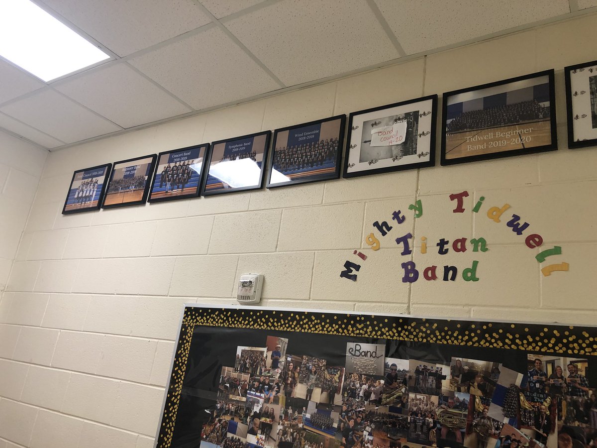 Tidwellband's tweet photo. INTRODUCING.....the alumni wall!! This picture doesn’t do it justice. It looks really cool. Every yearbook pic blown up to 11x14 with name of year of class since 2018-19 (some pic still need to be inserted) #newtradition #yearstocome #loveouralumni https://t.co/3wcs3Qm4QM