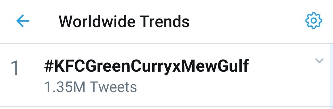 Gulftrends17's tweet photo. #KFCGreenCurryxMewGulf

Highest rank: #1 (🇹🇭🇸🇬🇻🇳🇵🇪🇮🇩🇵🇭🇳🇱🇺🇸🇲🇾) and #2 (🇸🇬🇩🇪) 

• Trended in 20 locations on 14th May 2020 and ended on 16th May 2020 ranked #45

Source: GetDayTrends

#GulfKanawut   #ลูกบอลของคุณบิ๊กกลัฟ #MewSuppasit #หวานใจมิวกลัฟ https://t.co/mxPoLtdxvo
