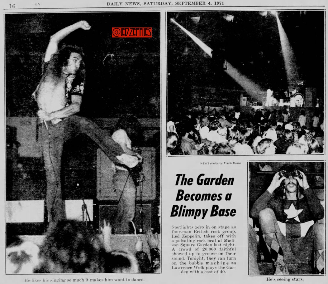 LedZepFiles's tweet photo. Scenes from Zeppelin's Sept. 3 1971 gig at Madison Square Garden in #NewYork. 

As mentioned in the caption, the next night the venue hosted Lawrence Welk!    #LedZeppelin https://t.co/IJc8eRcDmU