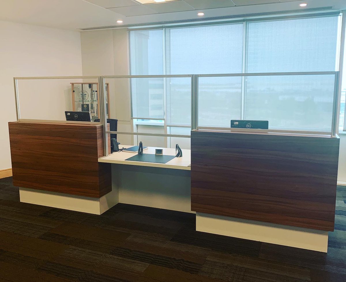 NealDisplayLtd's tweet photo. One of many installs of some bespoke desk protection screens. We build multiple exhibition stands for this client up and down the UK, and now helping them get back to work safely.  If you require any protection screens then please let us know as we will be more then happy to help https://t.co/mYszKnNLm3