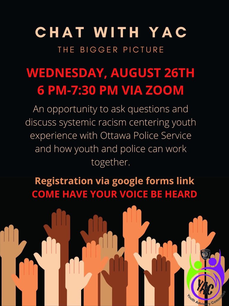 On Wednesday, August, 26th join us for a chat with YAC! Have your voice be heard. Visit the link below to register. We hope to see you there! forms.gle/LY2TtCYyS4E7iS…