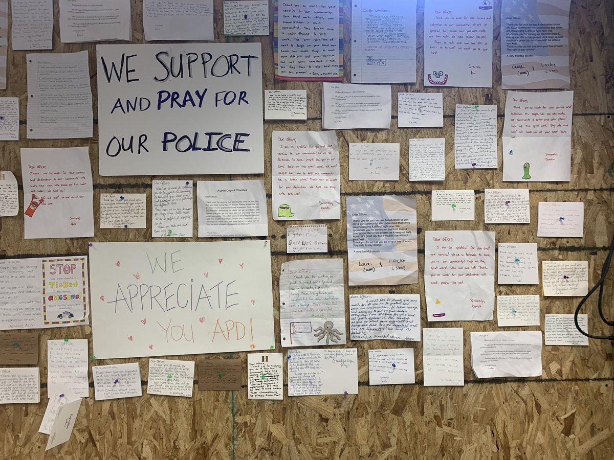 Officer_Bino's tweet photo. Great to see all the “thank you” letters, words of encouragement, and outpouring of support from our community.

#ThisIsAustin #ServantAtHeart
#MyATX #AustinPD #RefundAPD https://t.co/3UrUhCs9Z2