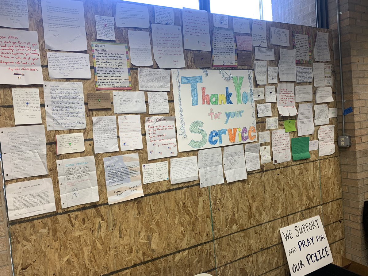 Officer_Bino's tweet photo. Great to see all the “thank you” letters, words of encouragement, and outpouring of support from our community.

#ThisIsAustin #ServantAtHeart
#MyATX #AustinPD #RefundAPD https://t.co/3UrUhCs9Z2