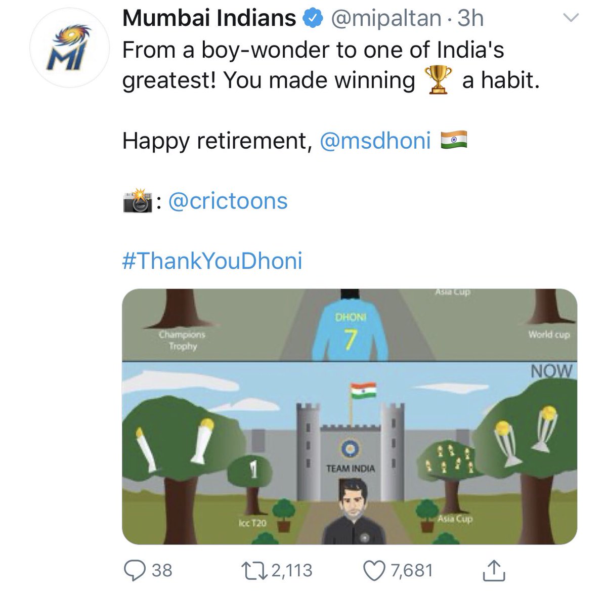 A Thread on MS Dhoni’s Bon voyage Divided by State , Language & politics.. United by  @msdhoni  #ThankYouMSDhoni  #ThankYouMahi