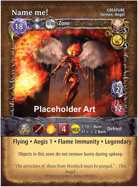 MageWars's tweet photo. Thank you everyone who voted in our #MageWars card contest! We have another opportunity for you to help create a piece of the game. 
We have a new Legendary Angel Creature card ready to release!
Drop your ideas below for what you would name this card. https://t.co/vWjr0v0dpl