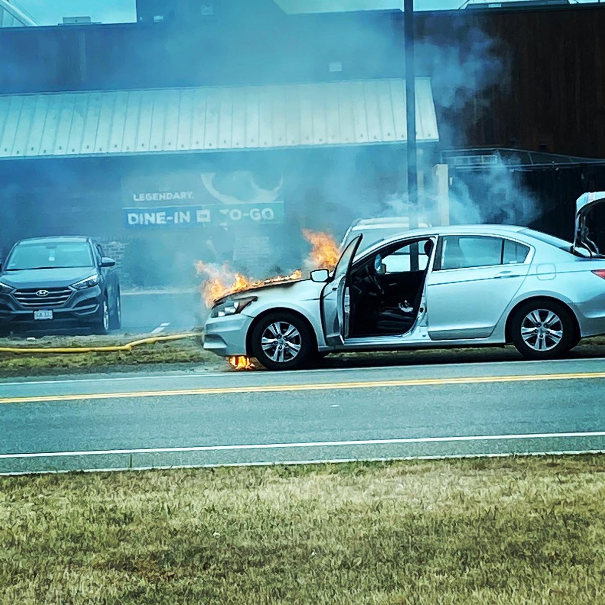 Car was burning in Brockton area! No one was injured!