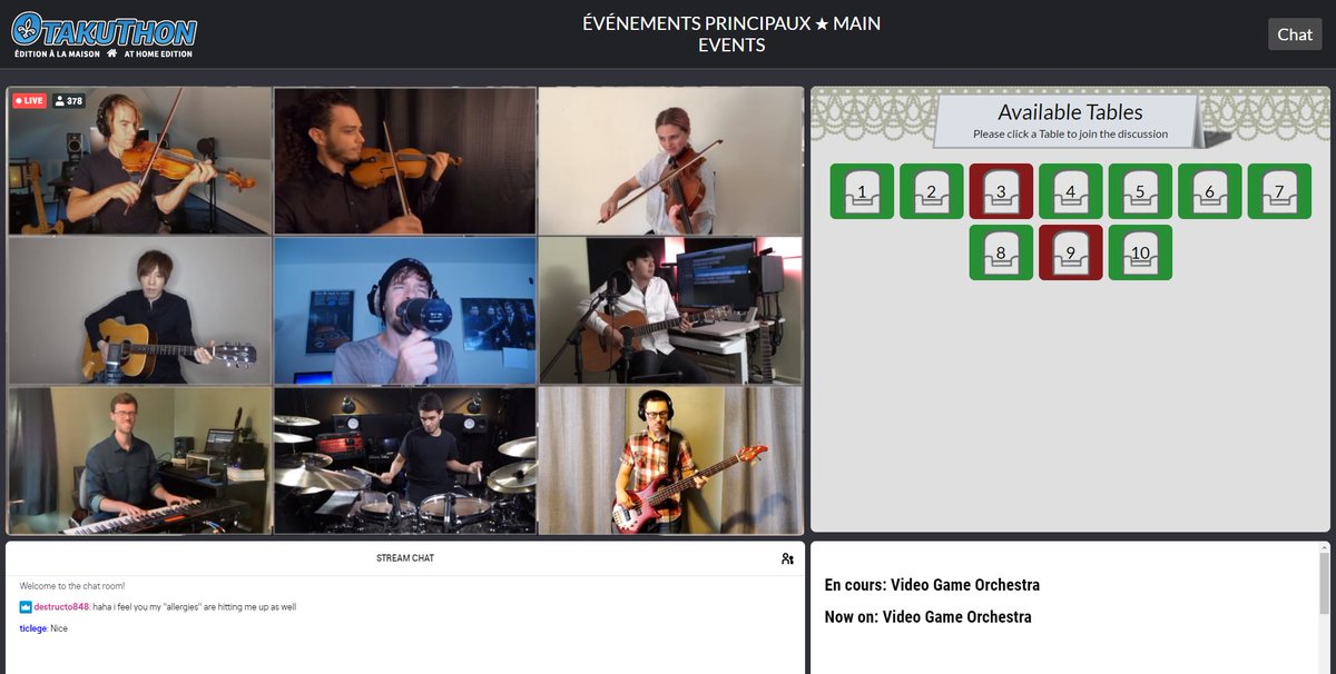 The musicians of the Video Game Orchestra are performing a live concert from their homes in Boston, Massachusetts and Los Angeles, California. :)