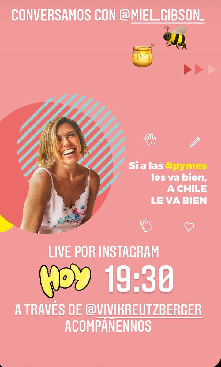 Hoy a las 19:30 por Instagram Live conversaremos con @miel_gibson_ A través de mi IG @vivikreutzberger #ayudemosalaspymes !