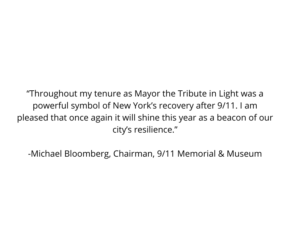 Sept11Memorial's tweet photo. With gratitude to our Chairman Michael Bloomberg and Gov. Andrew M. Cuomo we will be moving forward with Tribute in Light. https://t.co/gxEOvFK8vW