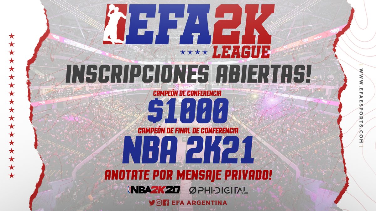 EFAargentina's tweet photo. 🔥Para los amantes del #básquet también tenemos torneos🎮🔥⁣
⁣
🏀Sumá a tu equipo y participá de la Liga NBA 2K de EFA ARGENTINA 🏀⁣
⁣
🏆Importantes premios para los campeones🏆⁣
⁣
Inscripciones abiertas (pedir link al MD)📩📩⁣

#nba2k20 #nba2k #nba #efanba https://t.co/ZuVTncFK96