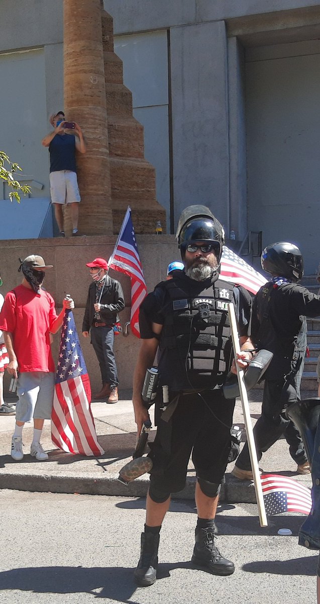 A dude in paintball armor, a martial arts shield, and a "US ARMY VETERAN" patch is yelling "Donald Trump is your president!!"I've never understood why they yell this. I guess it's because of that lib "not my president" nonsense 3 years agoLet it go, guys. We know