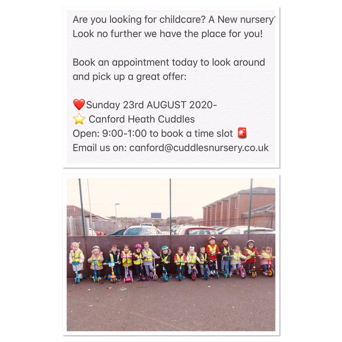 There’s still time to call your preferred setting to book an appointment to see inside our nurseries!! 

(Wanting to book the Stadium Cuddles?? Until September please call the stadiums admin on 01202 847198 to book an appointment ❤️)