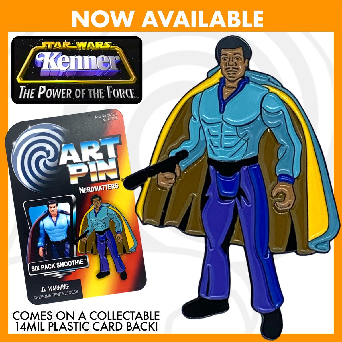 nerdmatters's tweet photo. NOW AVAILABLE 25th anniversary of the Star Wars Power of the Force Six Pack Smoothie pin on a deluxe 14MIL plastic card back.
#etsy shop link in profile.
#starwars #poweroftheforce #poweroftheforce2 #kenner #hasbro #lando #landocalrissian #billydeewilliams #pin #nerdmatters https://t.co/2hmhrWre9y