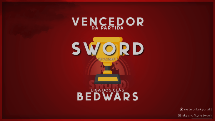 NetworkSkycraft's tweet photo. ⚔️ | Parabéns ao clã Sword! Ganharam o 8° confronto da décima terceira rodada! #LigaBedWarsSC #GoSWD https://t.co/Dn1VbmwLOv