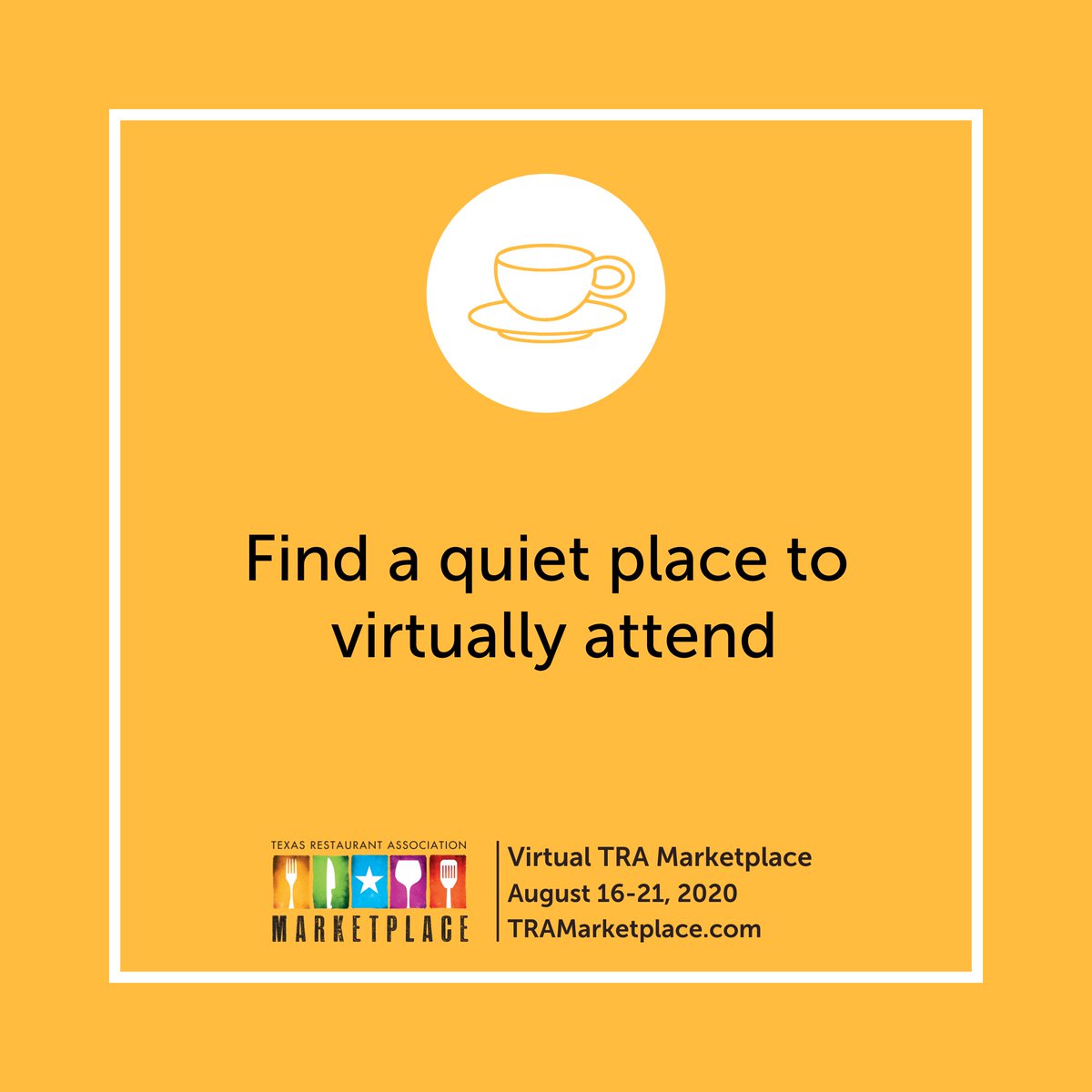 TXRestaurants's tweet photo. #VirtualTRAMarketplace starts TOMORROW! Here are some tips to help you to have a wonderful experience with us.
Drop an emoji to show your excitement about Virtual TRA Marketplace! https://t.co/UpvO1g0nxz