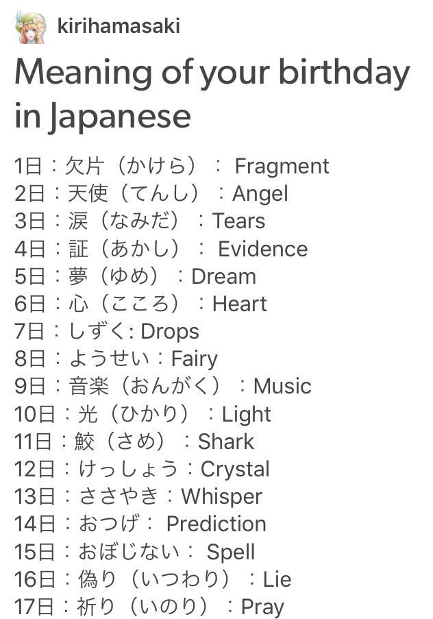 ClassicWeeb's tweet photo. Meaning of your birthday in Japanese 🎉 https://t.co/dEex6HnPg5