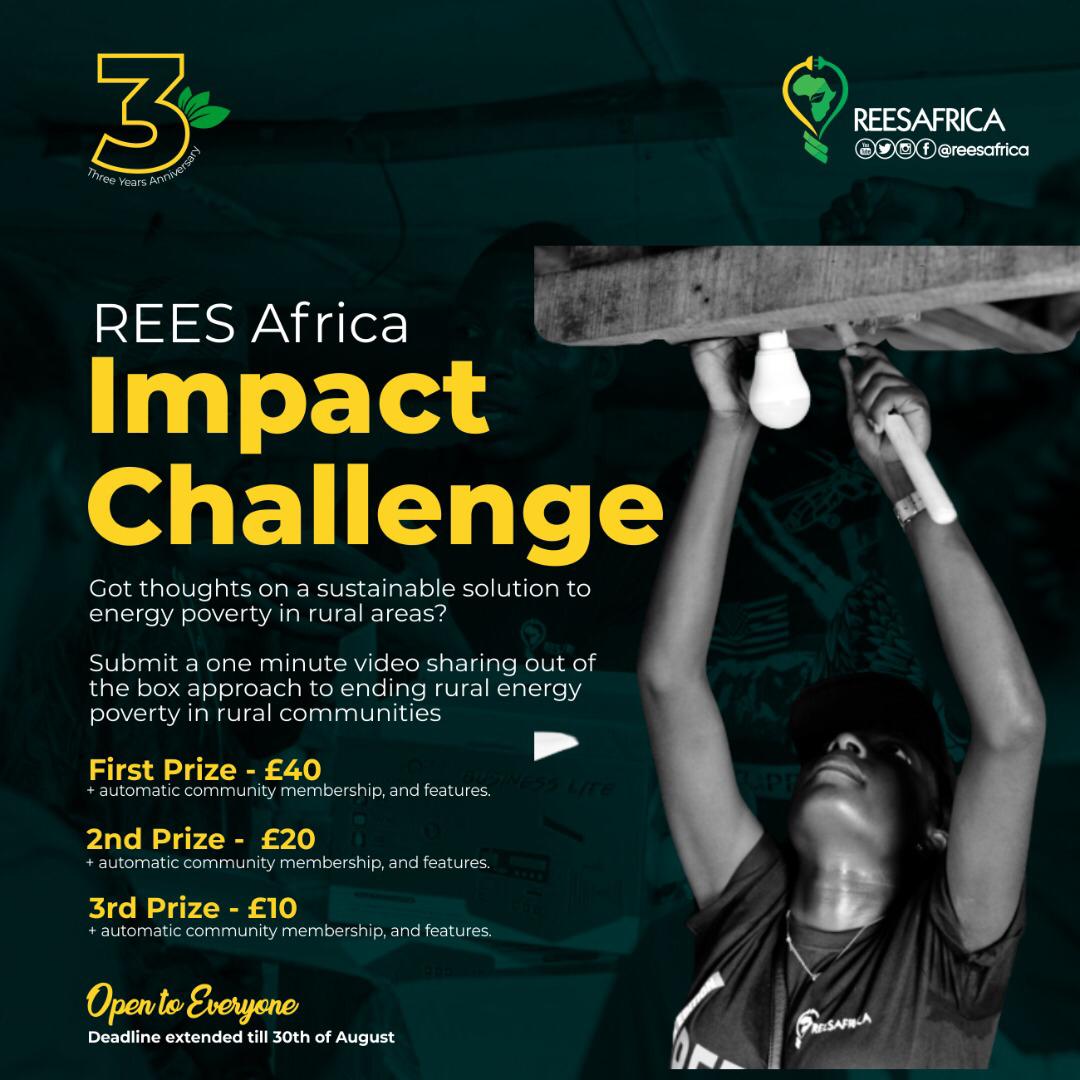 Precious_ait's tweet photo. If you have what it takes to make impact, you can join the impact challenge as we commemorate our 3rd year anniversary @reesafrica. Your idea can change the world
#reesafrica #reesafricaat3 #reesmillennials #impact #volunteer #volunteernigeria #ngosinnigeria https://t.co/lwZxSh5Psw