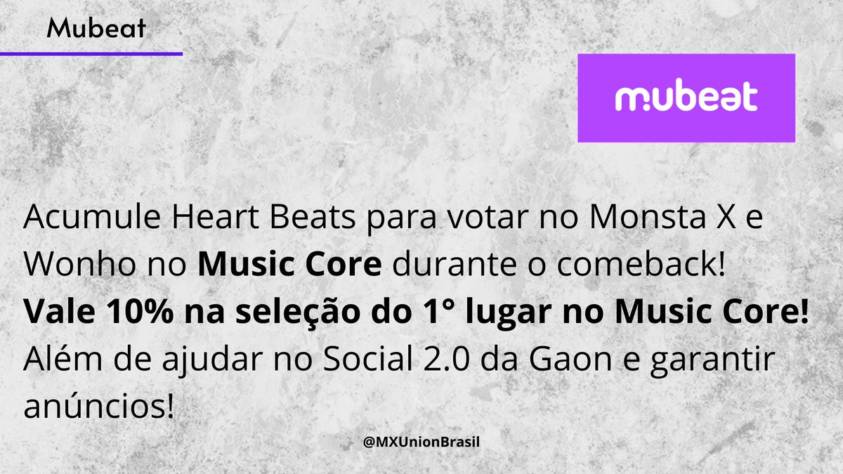 MXUnionBrasil's tweet photo. ✨TUTORIAL MUBEAT 💙

↣ O aplicativo Mubeat é importante para a votação do MUSIC CORE além de anúncios dentro e fora do aplicativo!
↣ Veja como criar uma conta e acumular Hearts para ajudar o Monsta X e Wonho!

#MONSTAX #WONHO
@OfficialMonstaX @official__wonho https://t.co/3kdf2SjlOd