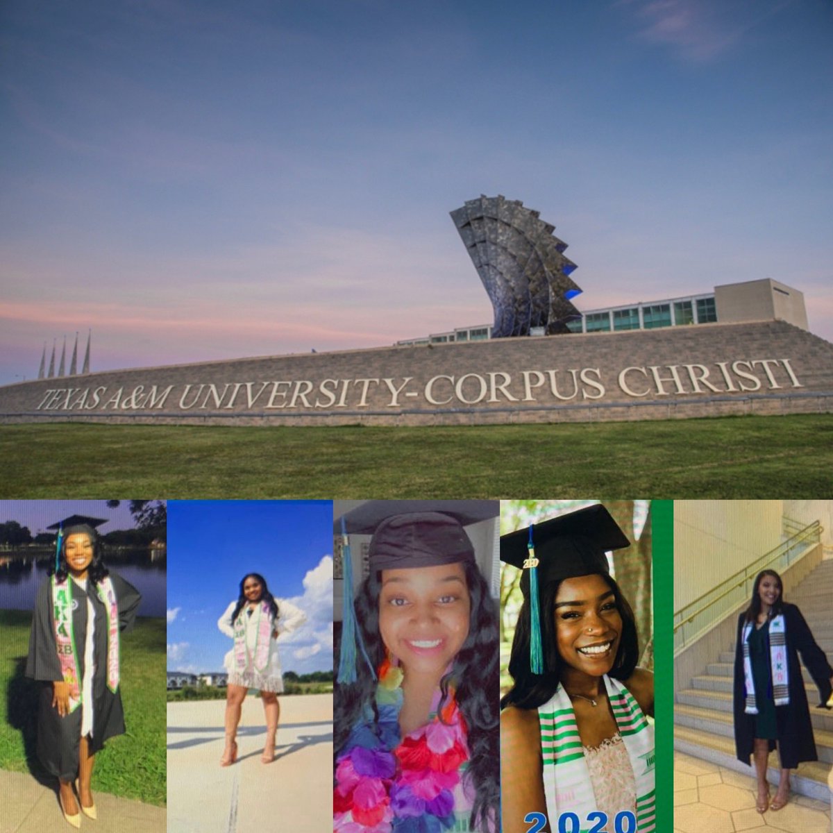 We don’t know about y’all but these Pretty Girls graduated ! We are so proud of our sisters accomplishments. Meet our Spring &amp; Summer 2020 graduates 💗💚 #TAMUCC #graduation #aka #aka1908