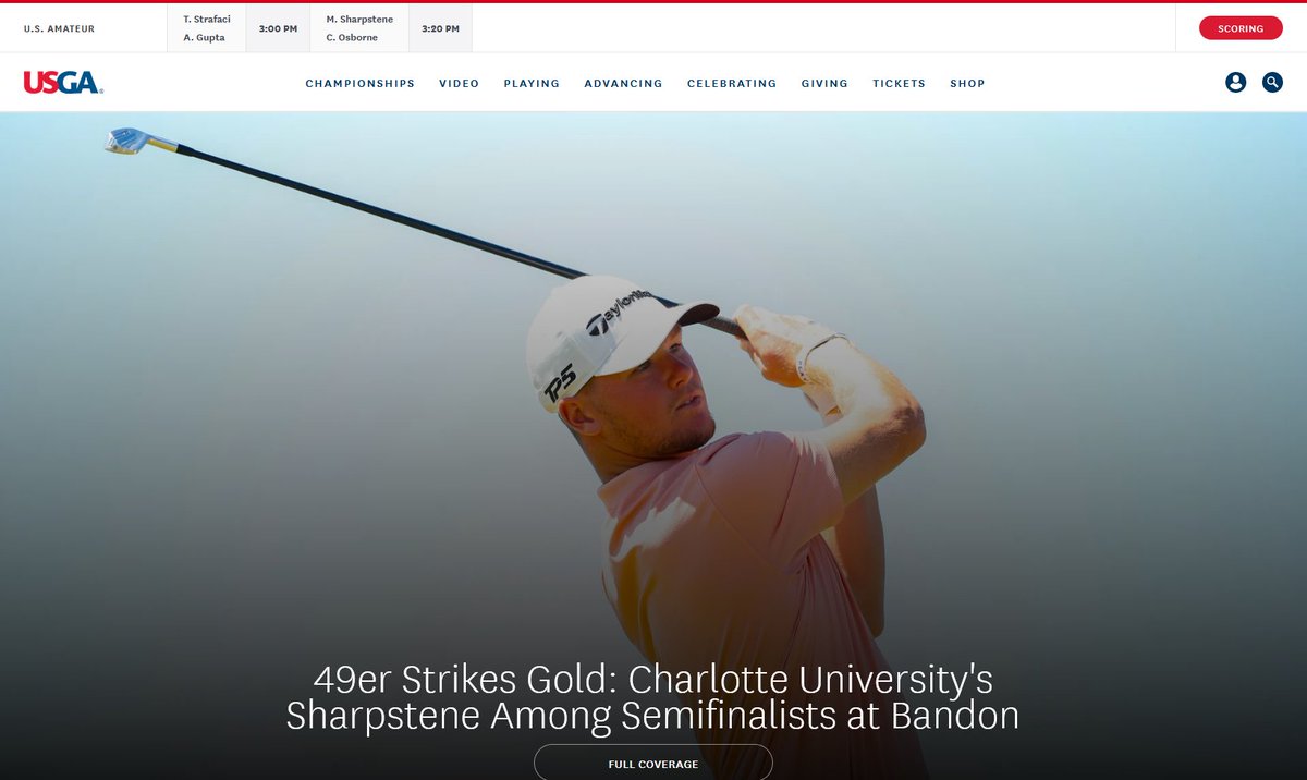 CGAgolf1909's tweet photo. How much do you ❤️️that @USGA homepage,  @CharlotteMGolf, @Charlotte49ers &amp; @unccharlotte!? https://t.co/MRvuz8Pcem