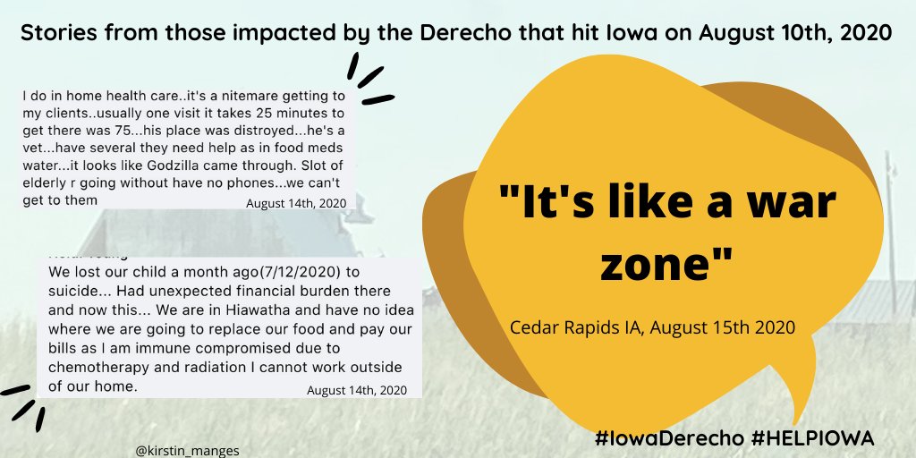 4/So as nurses  @choolwhip & I are collecting health stories from Iowan's impacted by the  #Derecho2020 & the pandemic.We want to shed light on how this storm & the pandemic are impacting Iowans. Please help us share, so Iowa get's the aid it needs. https://medium.com/@flolightstheway/navigating-dual-disasters-nurses-share-stories-about-the-covid-19-pandemic-derecho-storm-in-the-435dc55983e7