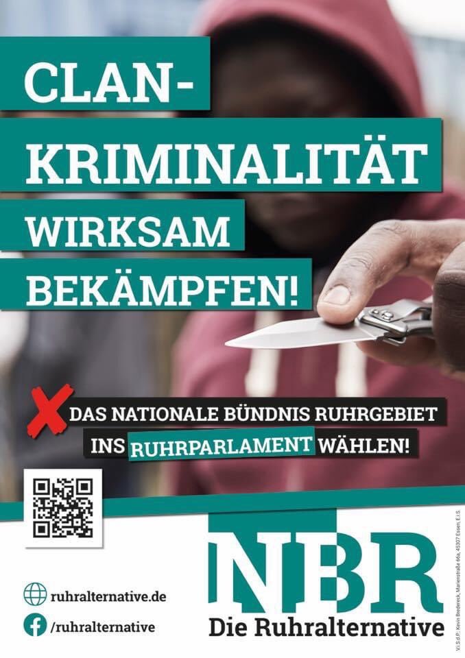 ruhralternative's tweet photo. #RVR: Derzeit finden in mehreren Städten Razzien gegen ausländische Clanstrukturen statt. Endlich ein Lebenszeichen des Rechtsstaates. Mit uns erhält die Polizei die notwendige Rückendeckung. Deshalb am 13. September • #NBR - Die #Ruhralternative wählen! #Ruhrwahl https://t.co/mS4VcSGnze