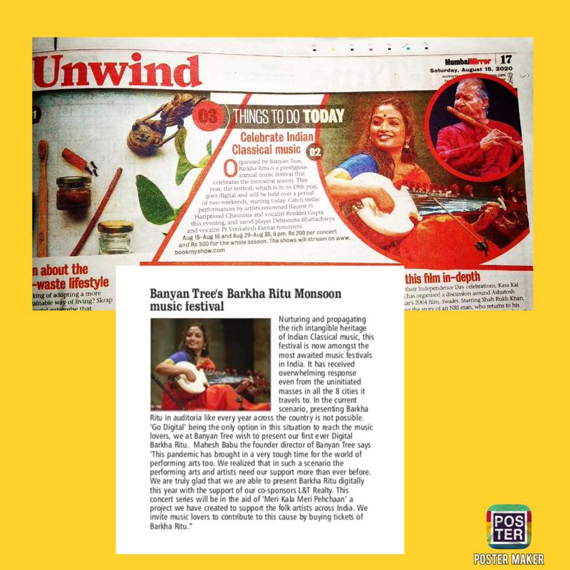 Honoured to be among the legends and the great musicians of this generation. Thank you and massive congratulations to <a href="/banyantreevents/">Banyan Tree Events</a> and @MumbaiMirror for the coverage. Tomorrow 16th august 6pm. at <a href="/bookmyshow/">BookMyShow</a>