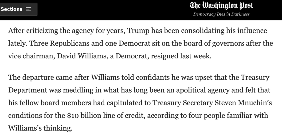 4/30/20 – Vice Chair of  @USPS Board of Governors resigns due to political pressure.5/6/20 – Duncan announces Trump megadonor Louis Dejoy as next Postmaster General5/11/20 – Deputy Postmaster General Ronald Stroman, in charge of mail-in voting, is forced out.