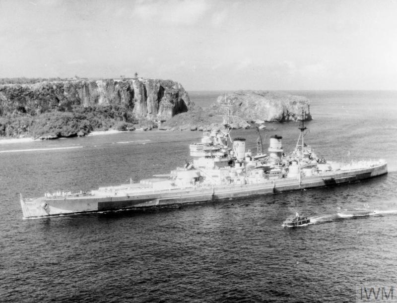 By 15/08/1945, however, this had been reuced to V/Adm Rawlings' flagship, the battleship HMS King George V, the aricraft carrier HMS Indefatigable, cruisers HMNZS Gambia & HMS Newfoundland & ten destroyers from the  @RoyalNavy &  @Australian_Navy