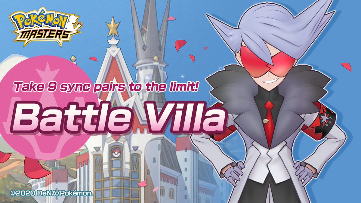 PokemonMasters's tweet photo. A new Battle Villa challenge period has begun!

Be sure to claim your rewards from the last challenge period by entering the Battle Villa.

Earn items like lucky scrolls and lucky cookies as you make your way to the top!

Gameplay tips: https://t.co/Acg94o5r81

#PokemonMasters https://t.co/bMJZTkz0Mv