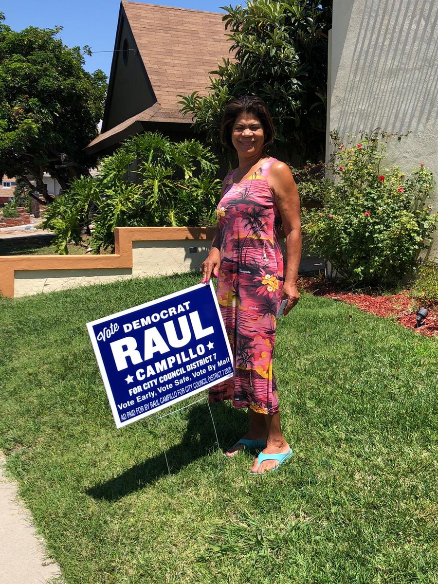 RunWithRaul's tweet photo. Signs are going up all over D7! DM me if you want one. And remember to vote early, vote safe, vote by mail. No one should have to risk their health to participate in democracy. #RunWithRaul #SanDiego https://t.co/DBv4UqolW2