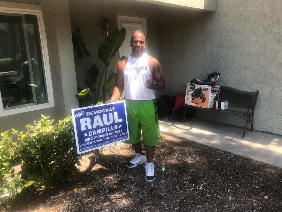 RunWithRaul's tweet photo. Signs are going up all over D7! DM me if you want one. And remember to vote early, vote safe, vote by mail. No one should have to risk their health to participate in democracy. #RunWithRaul #SanDiego https://t.co/DBv4UqolW2