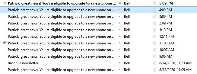 patwillallen's tweet photo. Hey @Bell Can you please stop sending me emails about upgrading my phone? Every single hour since 9am! https://t.co/5rjqJtGItI