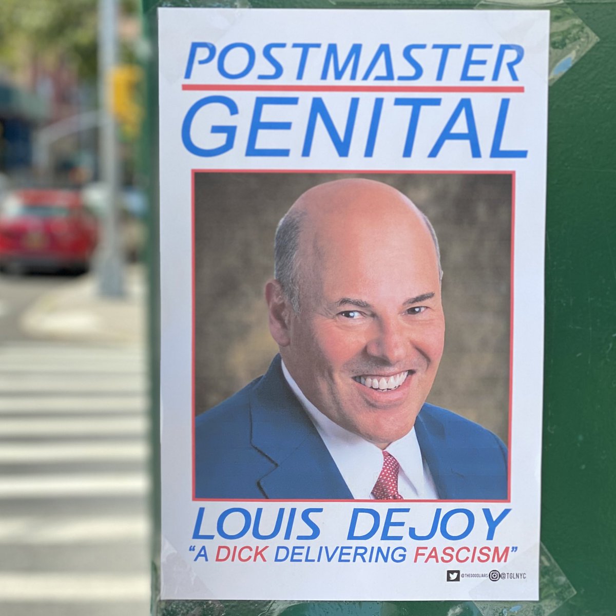 TheGoodLiars's tweet photo. We posted some #PostmasterGenital signs around Brooklyn. #SaveTheUSPS https://t.co/MMSHliKpfh