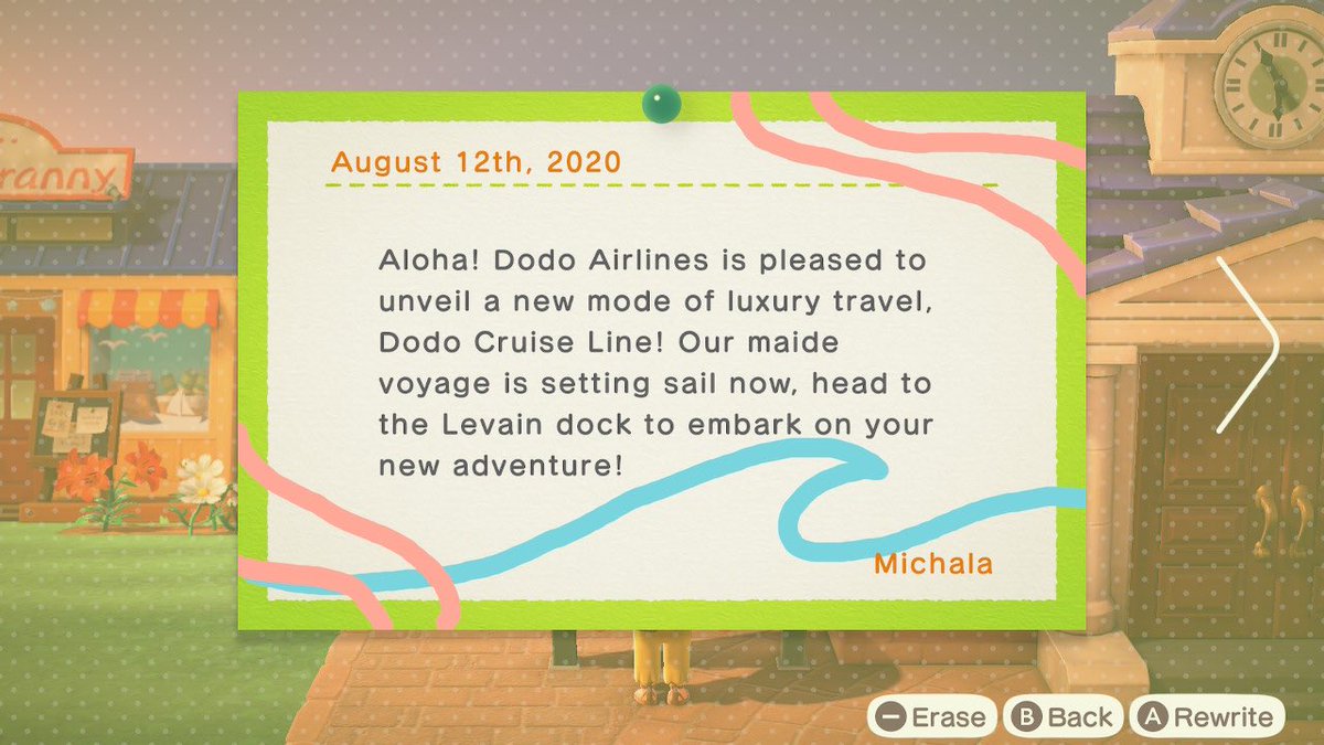 blondsicle's tweet photo. Finally uploaded my dream ft. a Dodo Cruise Line ship (house)! 🌊 Had to make a cutesy travel brochure to go with it! 😬 #AnimalCrossingNewHorizions #AnimalCrossing https://t.co/ZMDJ4bF1ZN