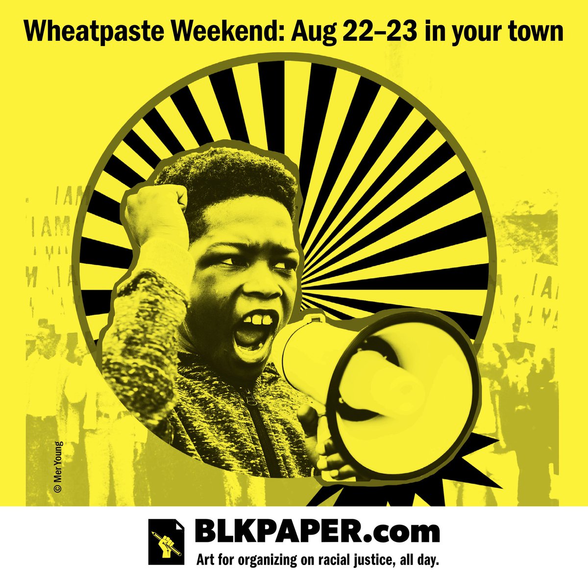 weblkpaper's tweet photo. If you’ve been in Detroit since the #strikeforblacklives you might’ve peeped this work by @youngmer on Michigan ave. 

In one week it’s time to post up in your city and unite for a nationwide #wheatpasting moment fueled by Black art. https://t.co/Y9QpZzY1On