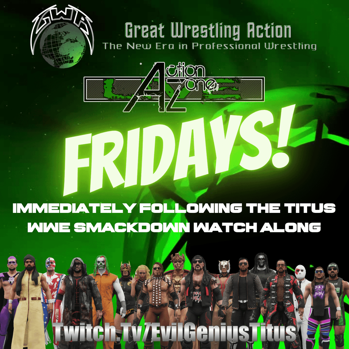 TitusUnscripted's tweet photo. Did you miss last night's GWA Action Zone Live Stream??  Watch the entire show right now on Twitch.  Check it out today. https://t.co/zSXu1uCwWf https://t.co/bWrfhOV370