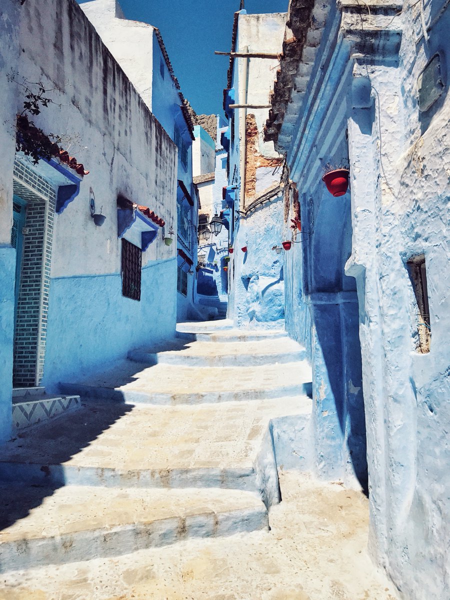 BLUE: West into Morocco, the air dramatically cools as an Atlantic breeze passes over our skin, into which cool blues reflect and shine. Morning vibes.