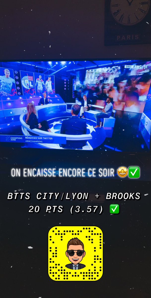 ls_pronoss's tweet photo. ENCORE UN PERFECT AUJOURD’HUI !! 🤩 - Tout se passe sur snap l’équipe ! 👻off_lspronos 

-Brady (1.90) ✅
-BTTS City/Lyon + Brooks 20pts (3.57) ✅
#TeamParieur

(Dillon ns aura fait suer @StefanosBetting 😭🙏🏼) https://t.co/P4WYXmBYlf