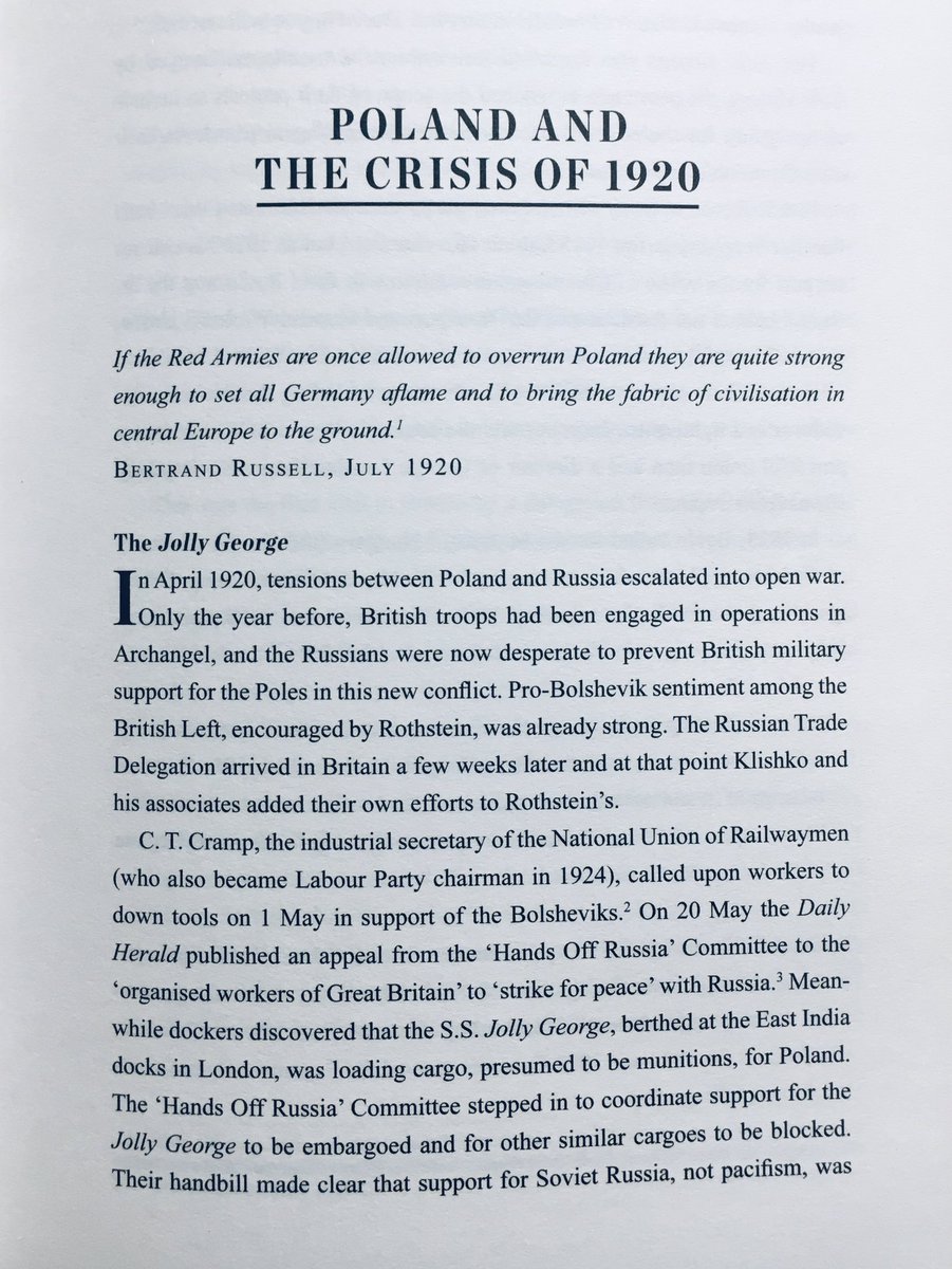 Victory in the Battle of Warsaw in the summer of 1920 did not only save Poland from the Bolsheviks. It quite possibly saved Britain from revolution too.Here is the story in a thread from my book.Labour leaders were calling for strikes in support of Russia 1/