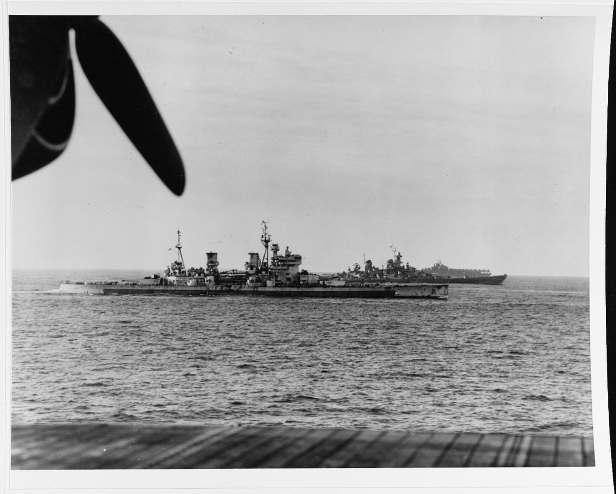 This, V/Adm Rawlings did, sending most of his fleet back to Manus, & obtaining  @USNavy assistance for his reduced force to remain on station, his own flagship HMS King George V refuelling from the US oiler Sabine simultaneously with Adm Halseys flagship  @USSMissouri on the 13th.
