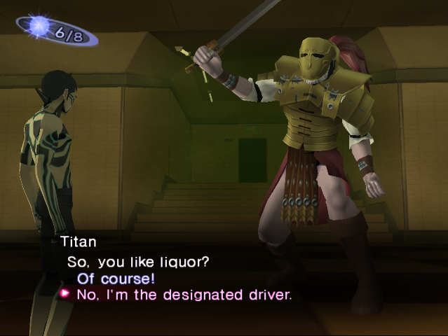 Ensuite, le gameplay. Comme je l'expliquais, la base de SMT est la négociation des démons pour les faire rejoindre notre équipe, qui donnent ainsi des discussions peu banal. Certains demanderont des items spéciaux ou des maccas avant de s'enfuir vous laissant sans sous.