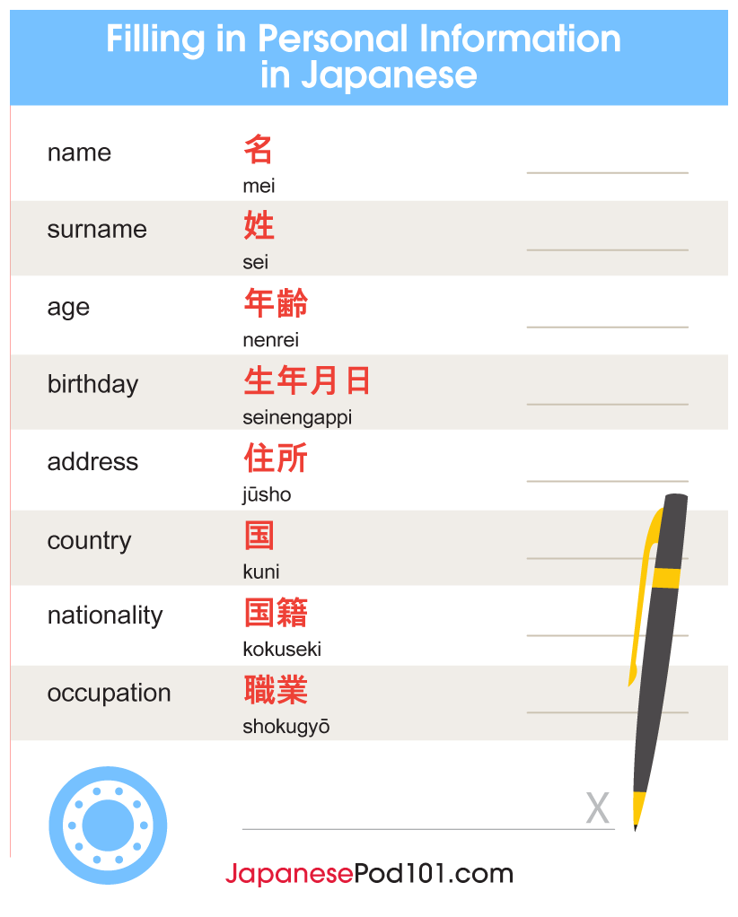 japanesepod101's tweet photo. Are you ready to write your Personal Information in Japanese? ✍️ Don't forget to click the link in our Bio @japanesepod101 to learn more. 📝 P.S. Study now using the best FREE online resources: https://t.co/UKqMoPpIAW https://t.co/HCHZe90nLU