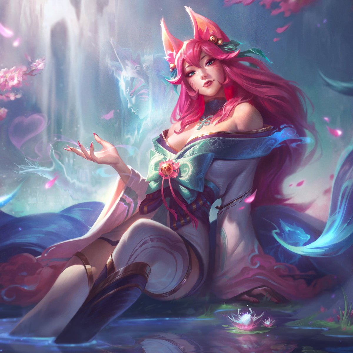 anninosj's tweet photo. I forgot to post to Twitter weeks ago 🤡 I also got the opportunity to paint Ahri’s spirit blossom splash! https://t.co/SuU75r7600